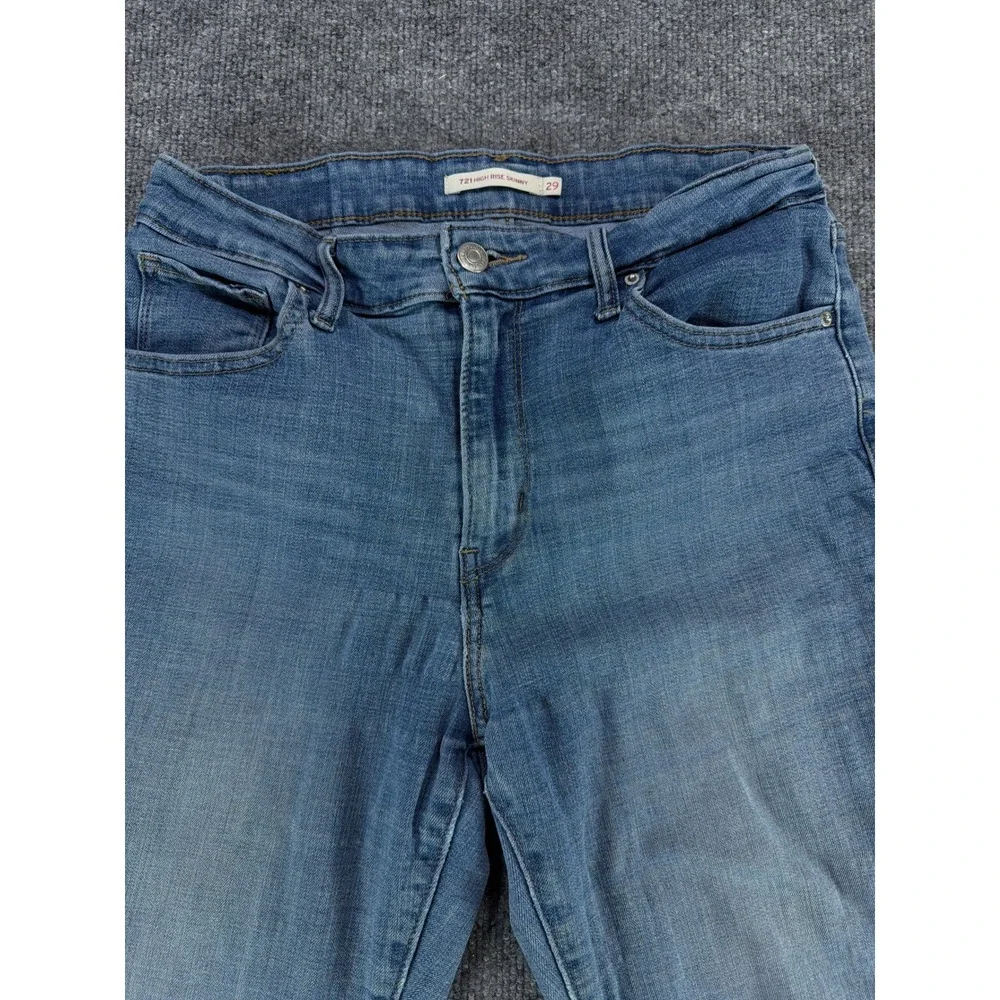 Levis 721 High Rise Skinny Jeans Womens 29 Blue Denim Medium Wash Stretch Casual